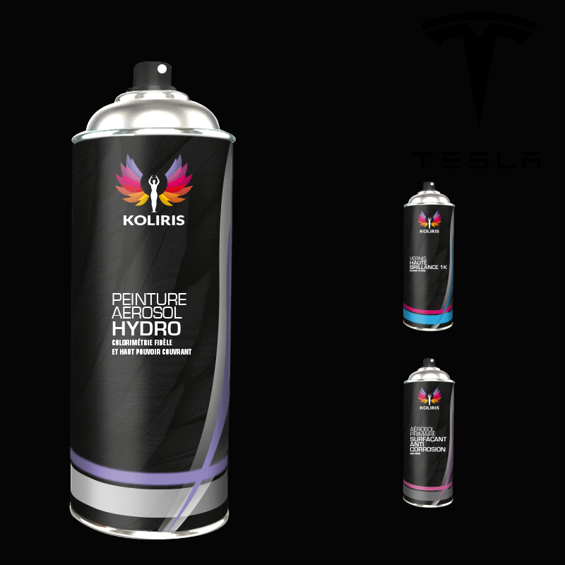 Pack 3 aérosols peinture voiture hydro Tesla 400ml - Fabriqué en France