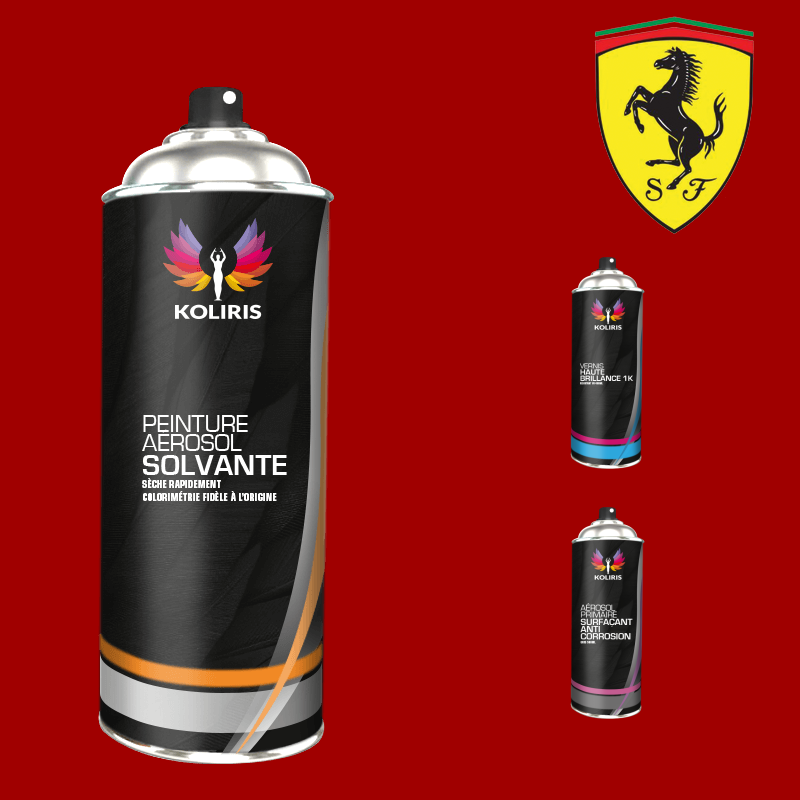 Pack 3 aérosols peinture voiture solvant Ferrari
