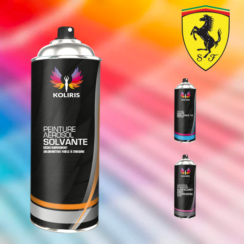 Pack 3 aérosols peinture voiture solvant Ferrari