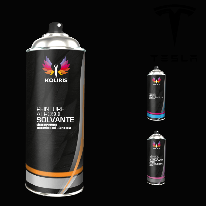 Pack 3 aérosols peinture voiture solvant Tesla 400ml - Qualité professionnelle