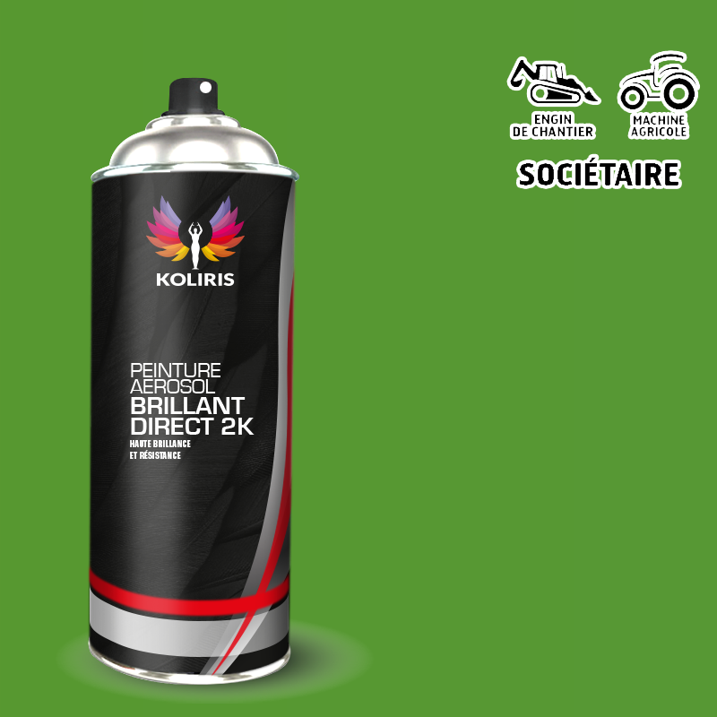 Bombe peinture 2K mat Agricole Engin chantier 400ml - Carenciel.pro