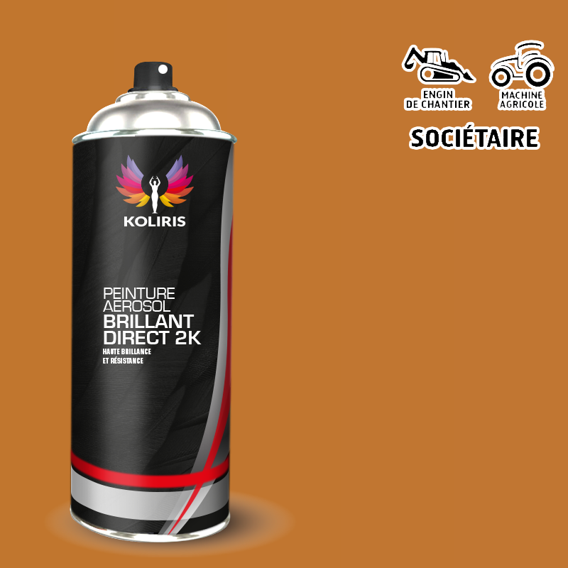 Bombe peinture industrie 2K brillante Agricole et Engin de chantier 400ml