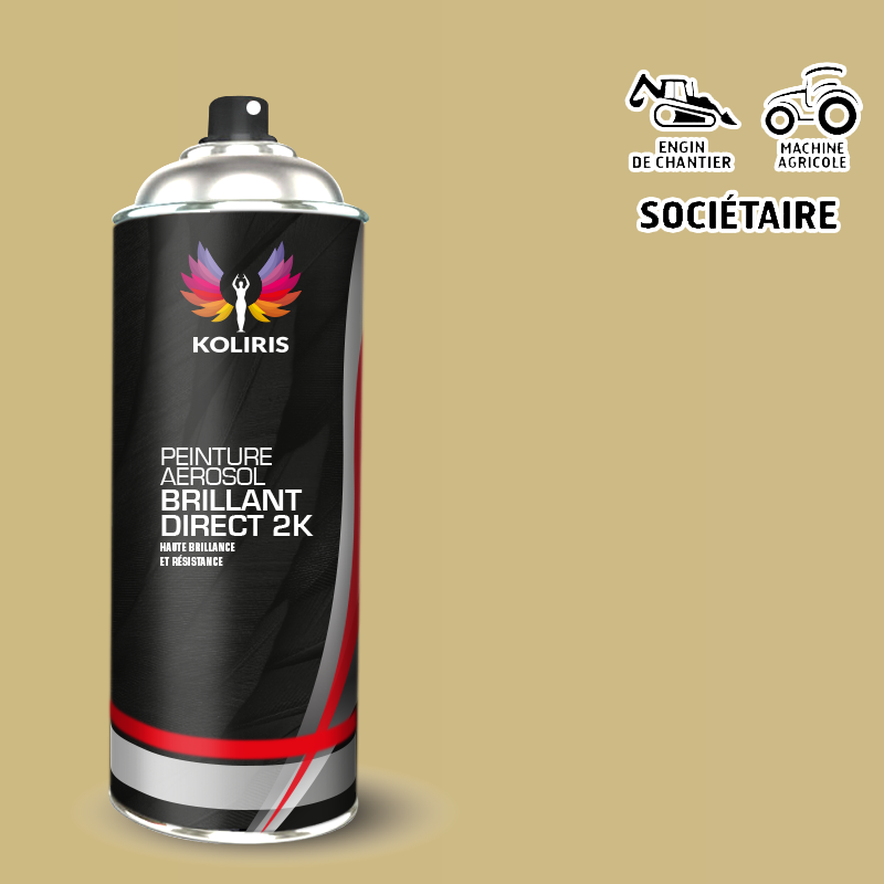 Bombe peinture industrie 2K brillante Agricole et Engin de chantier 400ml