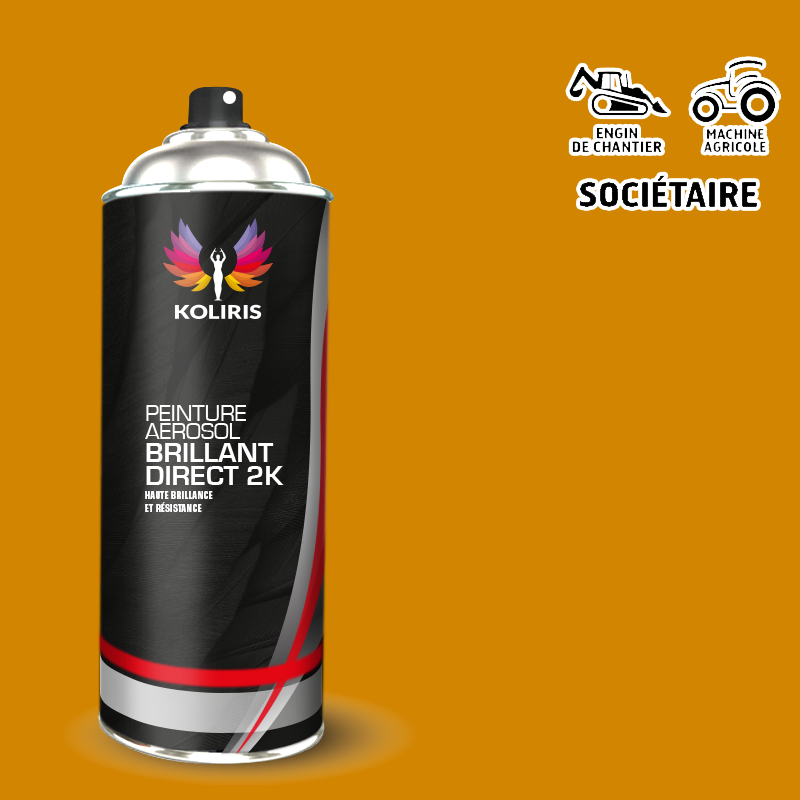 Bombe peinture industrie 2K satinée Agricole et Engin de chantier 400ml